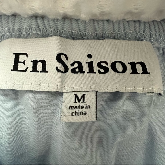 En Saison Poplin Tiered Brielle Midi Dress Light Blue Cottagecore Romantic Med - Picture 12 of 13